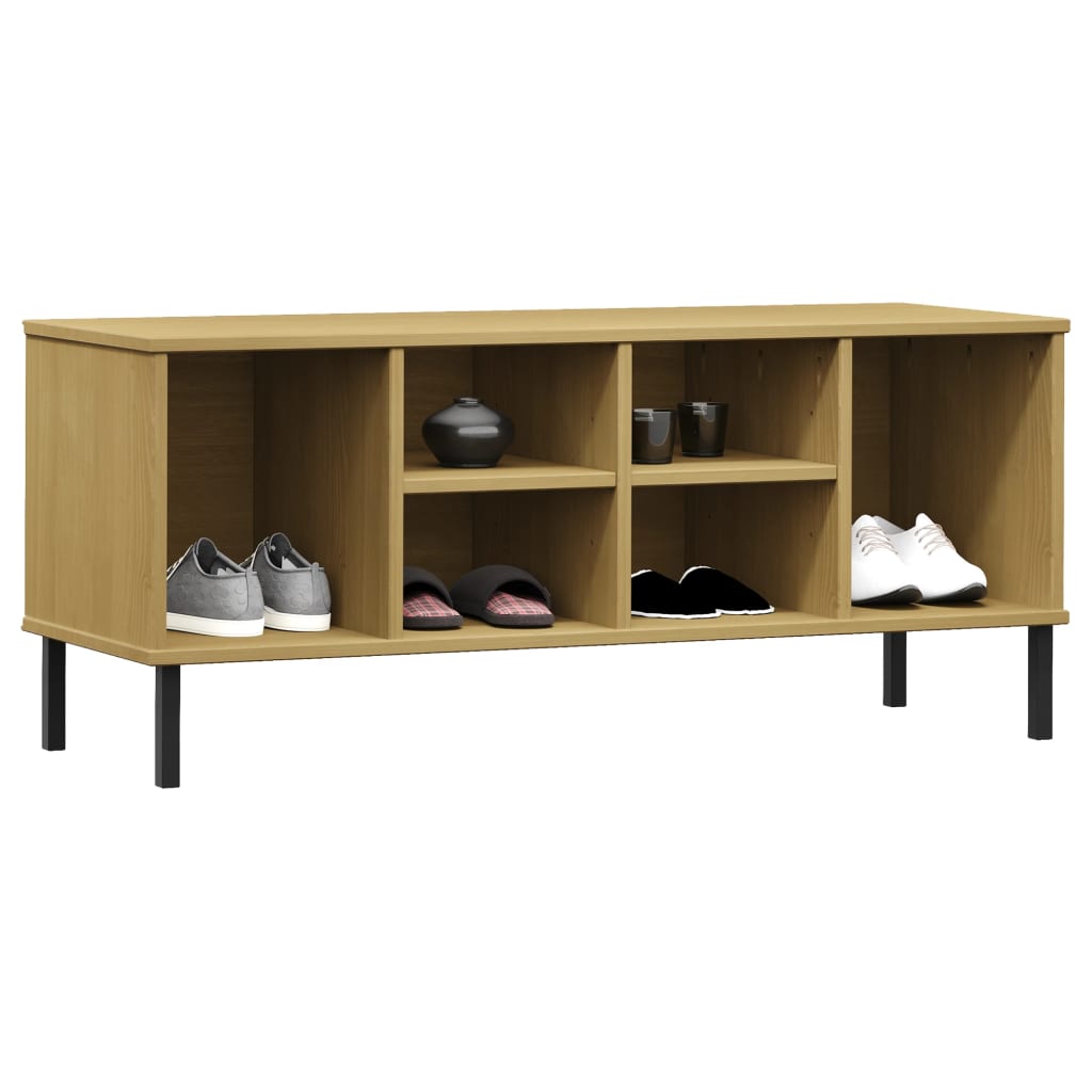 Schoenenrek met metalen poten OSLO 106x35x45cm grenenhout bruin – afbeelding 3