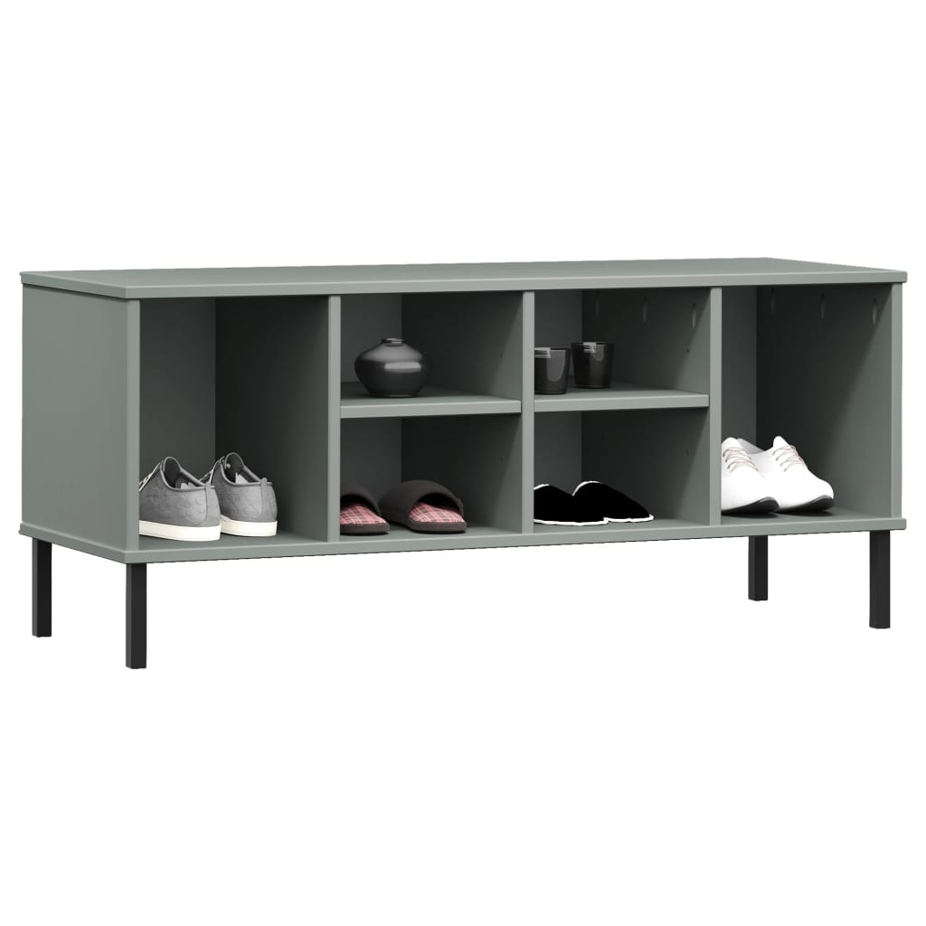 Schoenenrek met metalen poten OSLO 106x35x45 cm grenen grijs – afbeelding 3