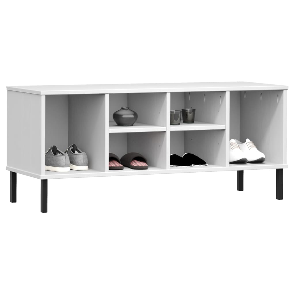 Schoenenrek met metalen poten OSLO 106x35x45 cm grenenhout wit – afbeelding 3