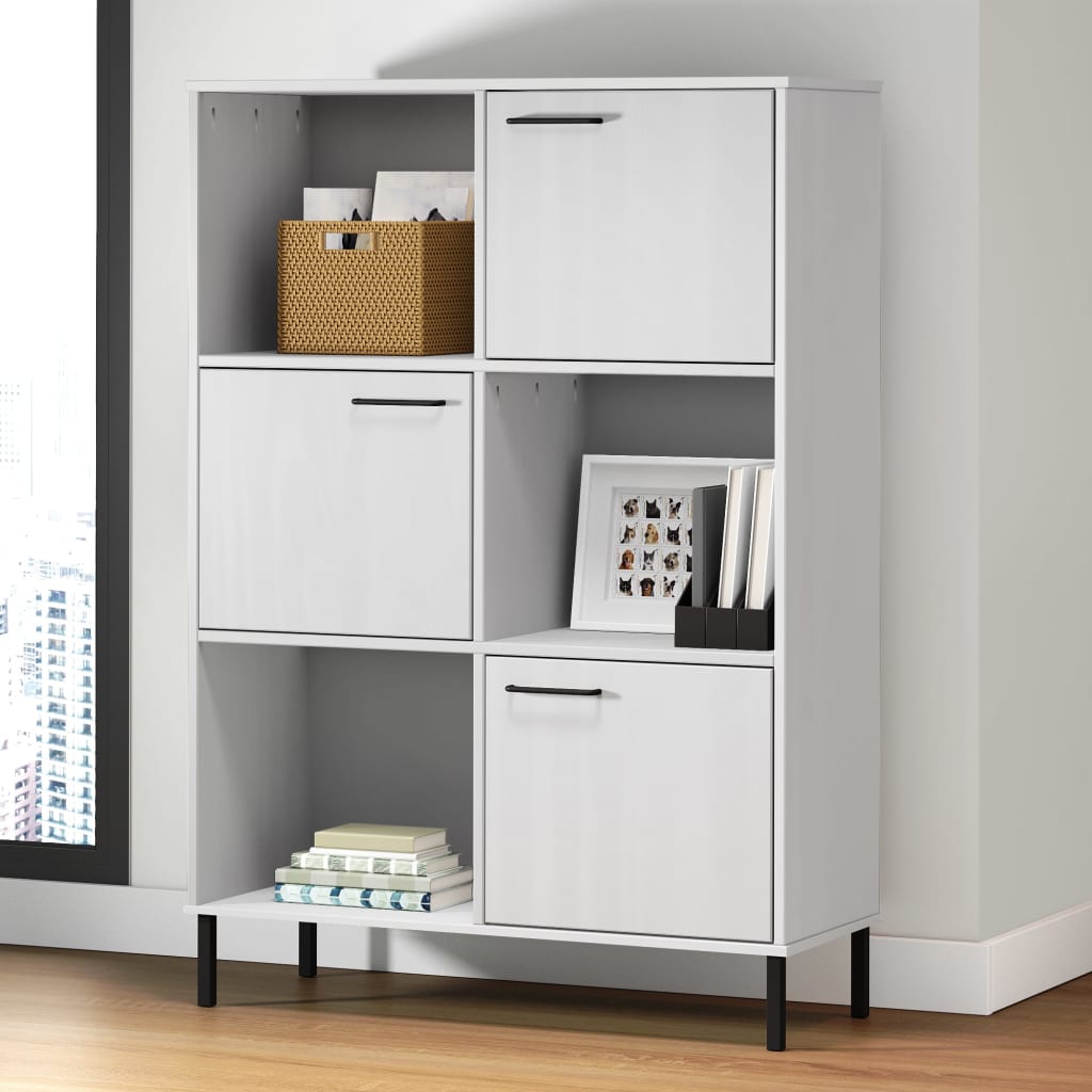 Boekenkast met metalen poten OSLO 90x35x128,5 cm hout wit