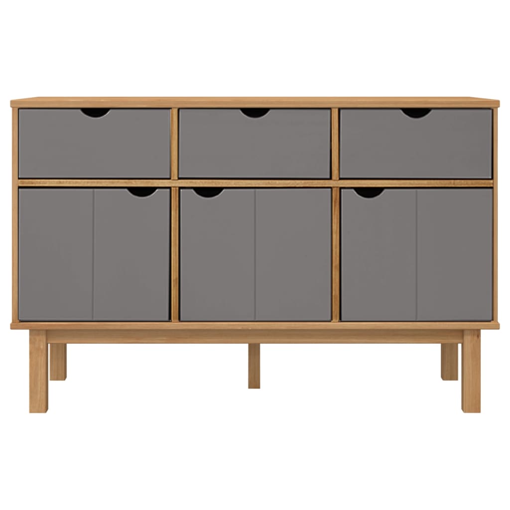 Dressoir OTTA 114x43x73,5 cm massief grenenhout bruin en grijs – afbeelding 3
