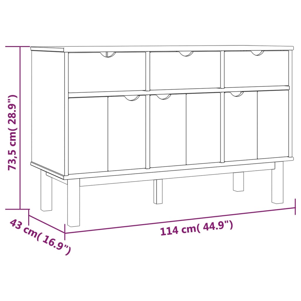 Dressoir OTTA 114x43x73,5 cm massief grenenhout bruin en grijs – afbeelding 6