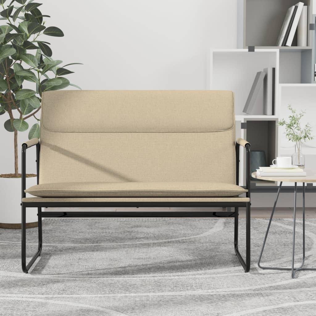 Bankje 100x64x80 cm stof crèmekleurig – afbeelding 1