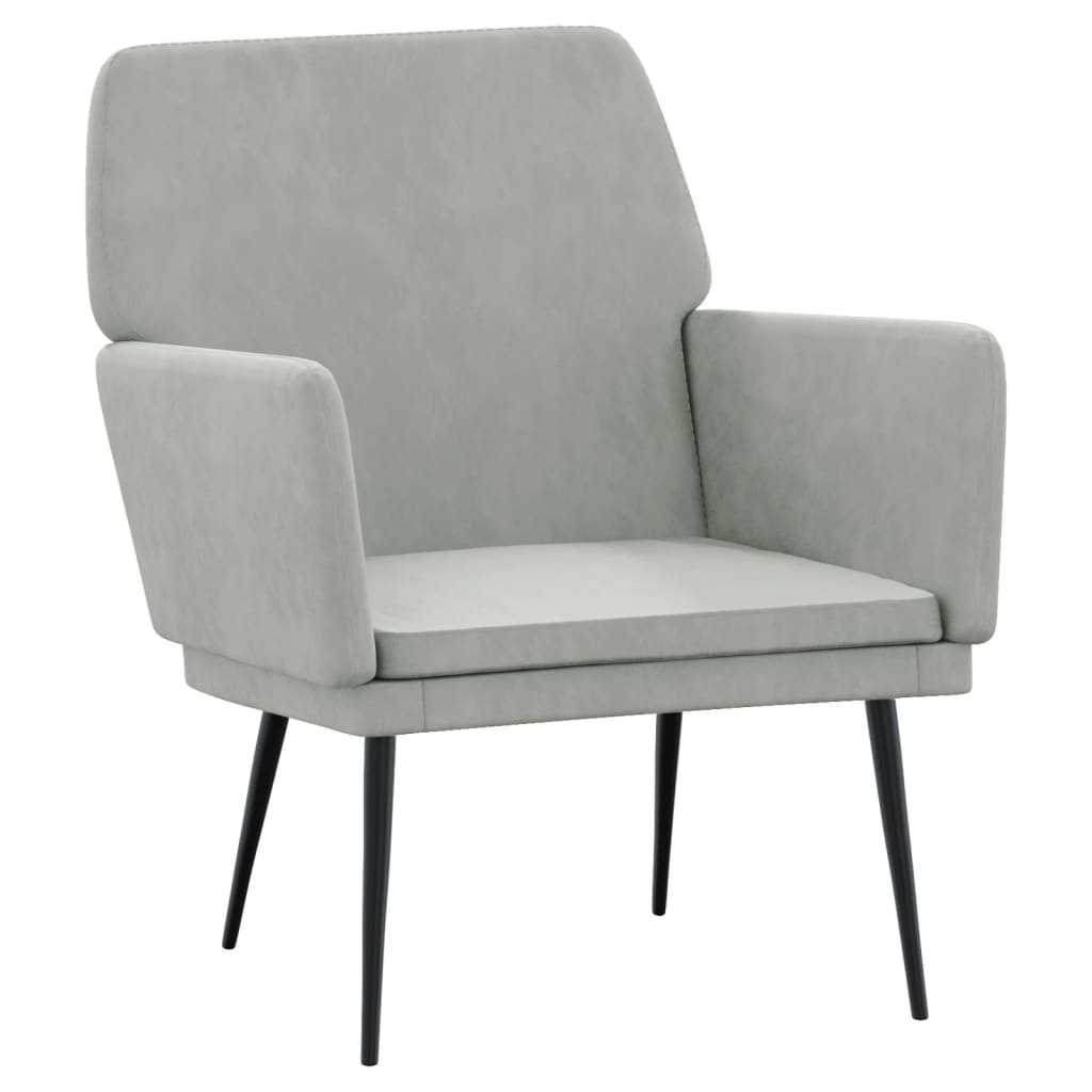 Fauteuil 62x79x79 cm fluweel lichtgrijs – afbeelding 2