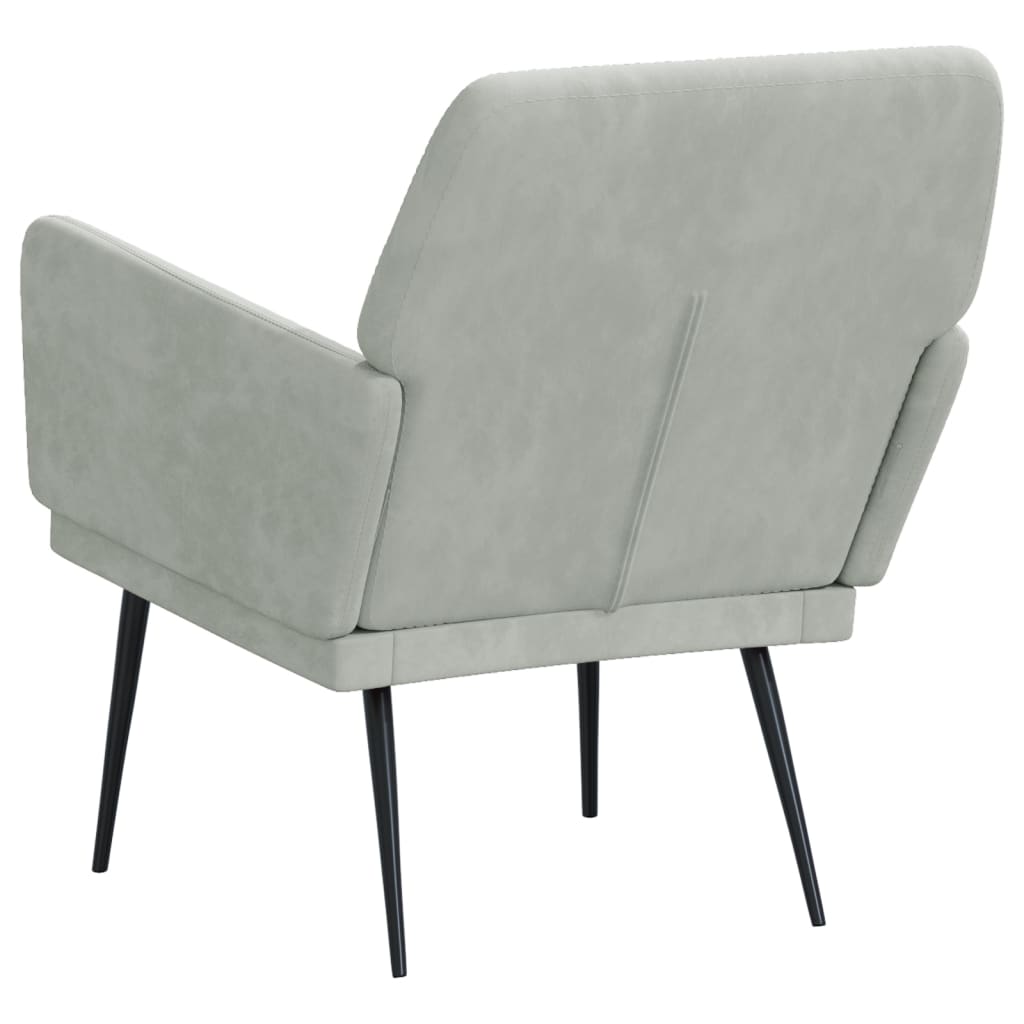 Fauteuil 62x79x79 cm fluweel lichtgrijs – afbeelding 5