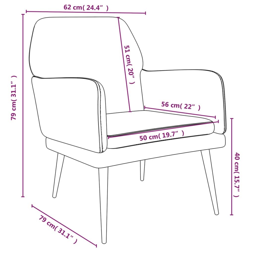 Fauteuil 62x79x79 cm fluweel lichtgrijs – afbeelding 8