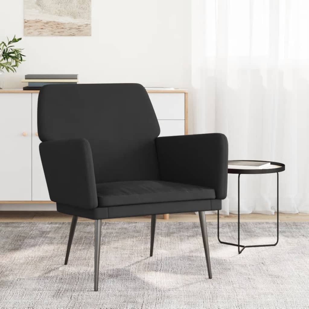 Fauteuil 62x79x79 cm fluweel zwart – afbeelding 1