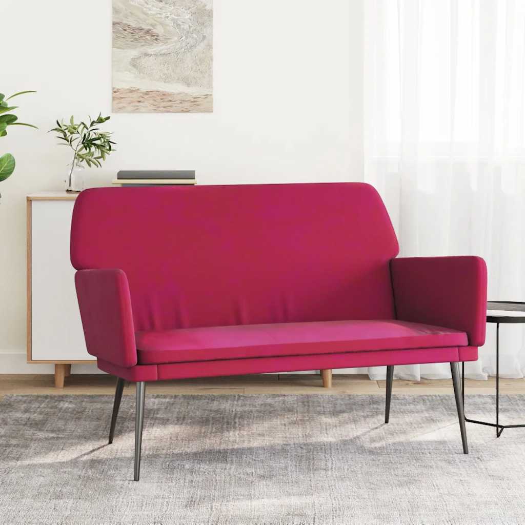 Bankje 108x79x79 cm fluweel wijnrood