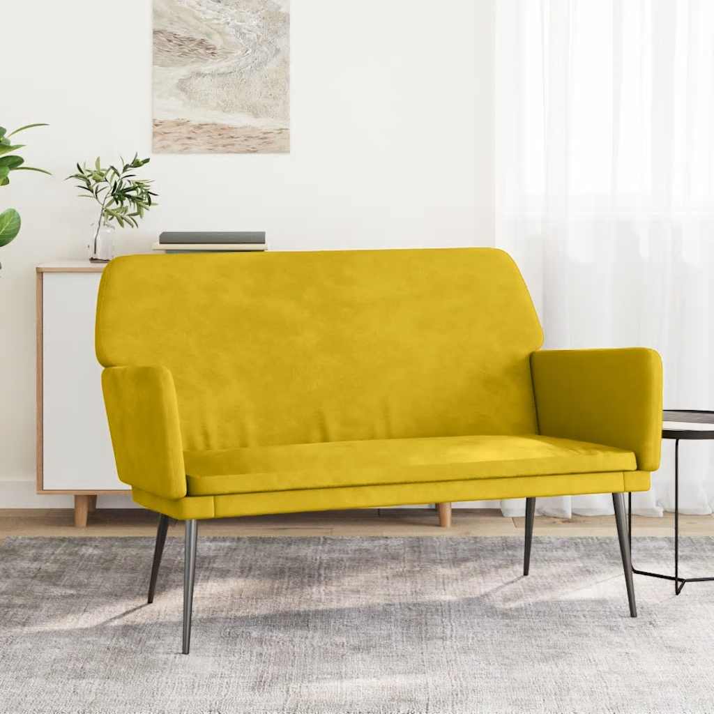Bankje 108x79x79 cm fluweel geel