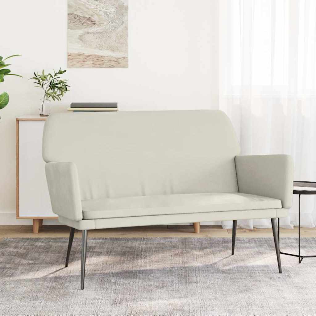 Bankje 108x79x79 cm fluweel crèmekleurig