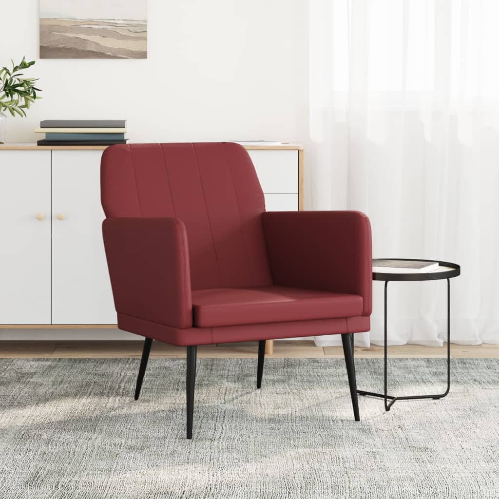 Fauteuil 61x78x80 cm kunstleer wijnrood