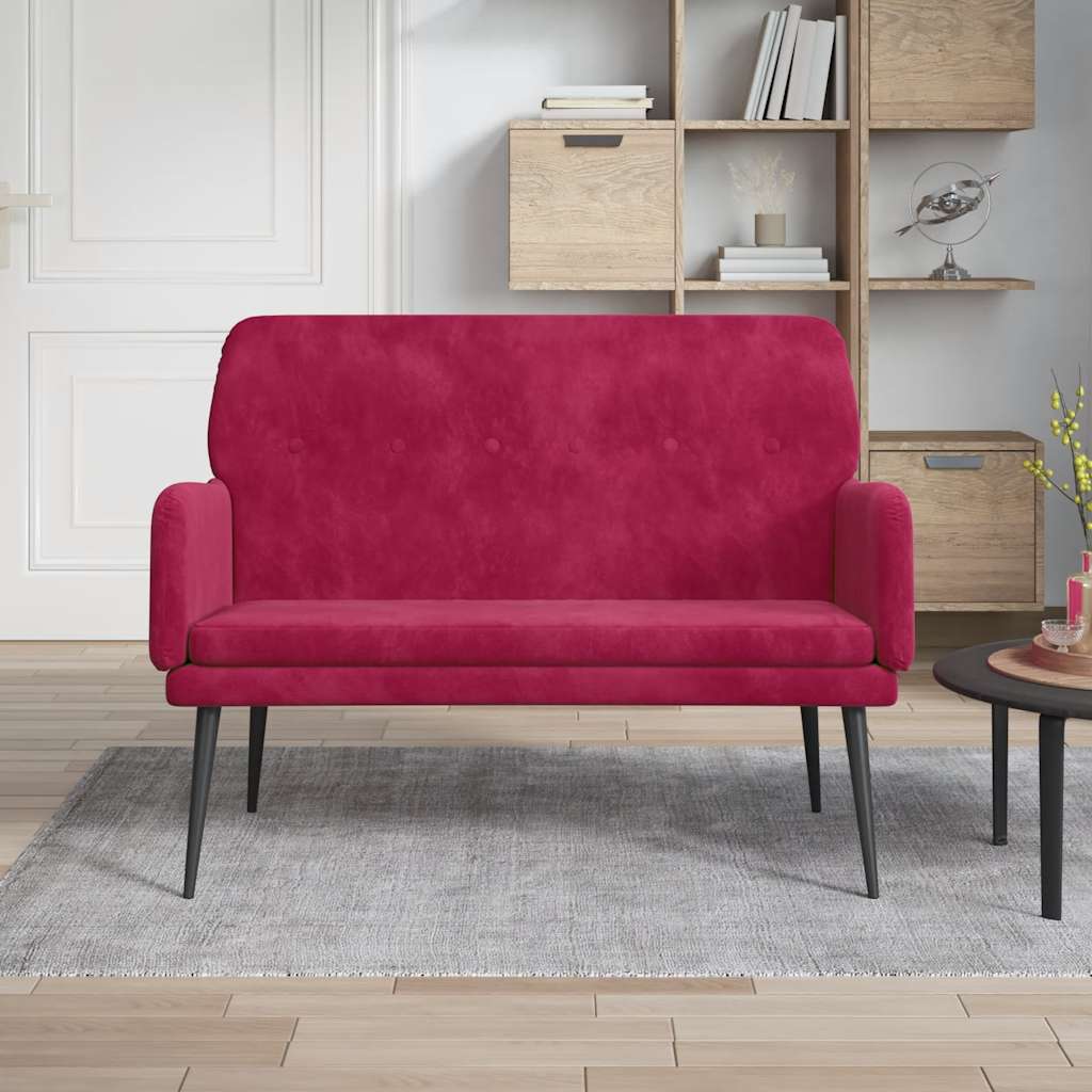 Bankje 108x79x79 cm fluweel wijnrood