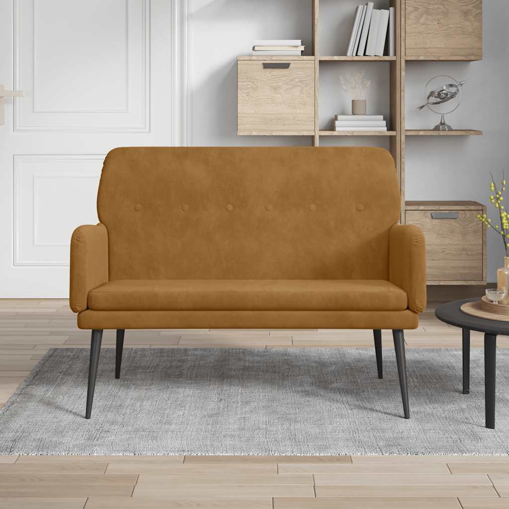 Bankje 108x79x79 cm fluweel bruin