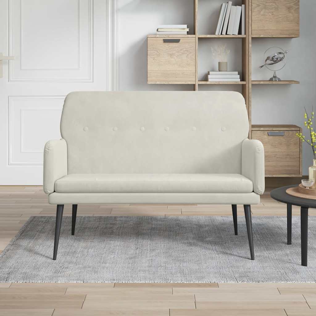 Bankje 108x79x79 cm fluweel crèmekleurig