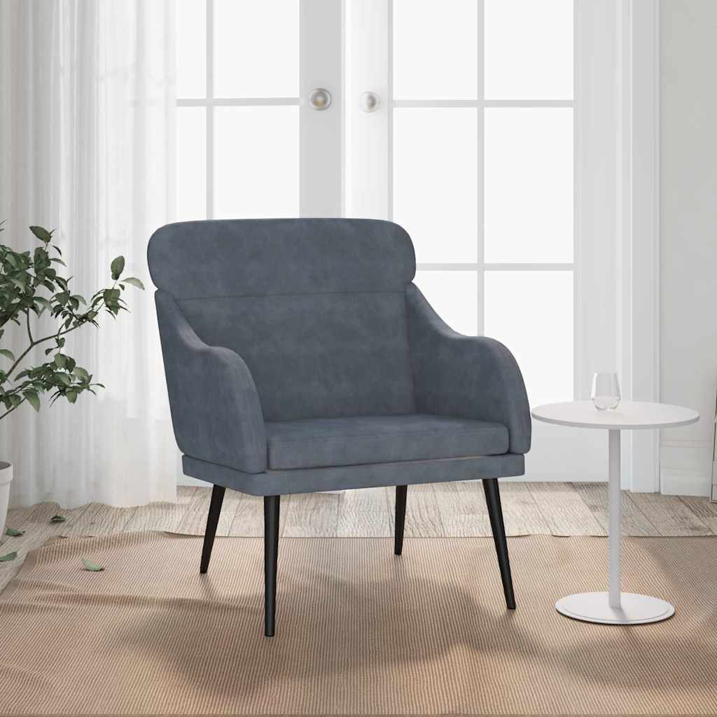 Fauteuil 63x76x80 cm fluweel donkergrijs – afbeelding 1