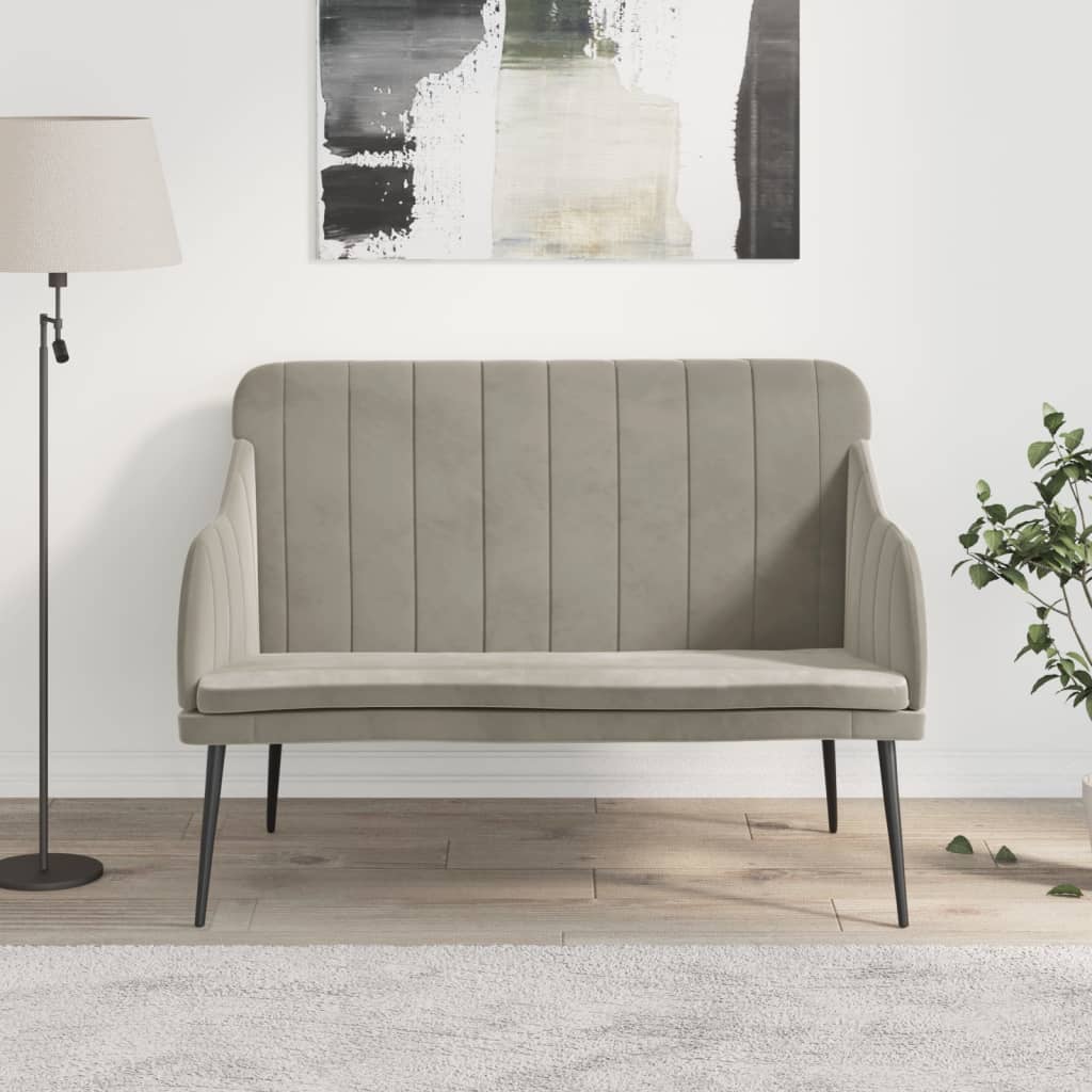 Bankje 110x76x80 cm fluweel lichtgrijs – afbeelding 1
