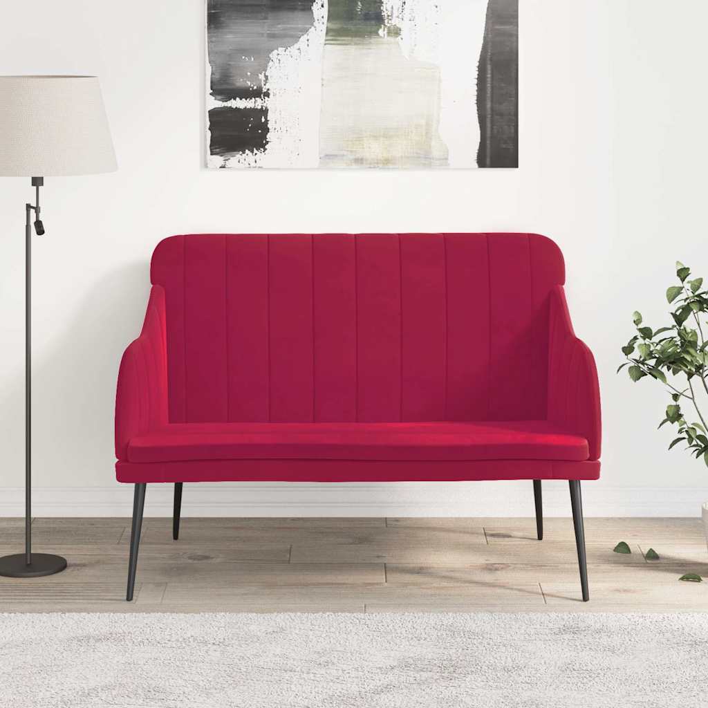 Bankje 110x76x80 cm fluweel wijnrood