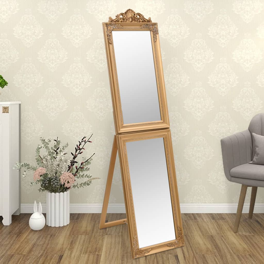 Spiegel vrijstaand 45x180 cm goudkleurig – afbeelding 1