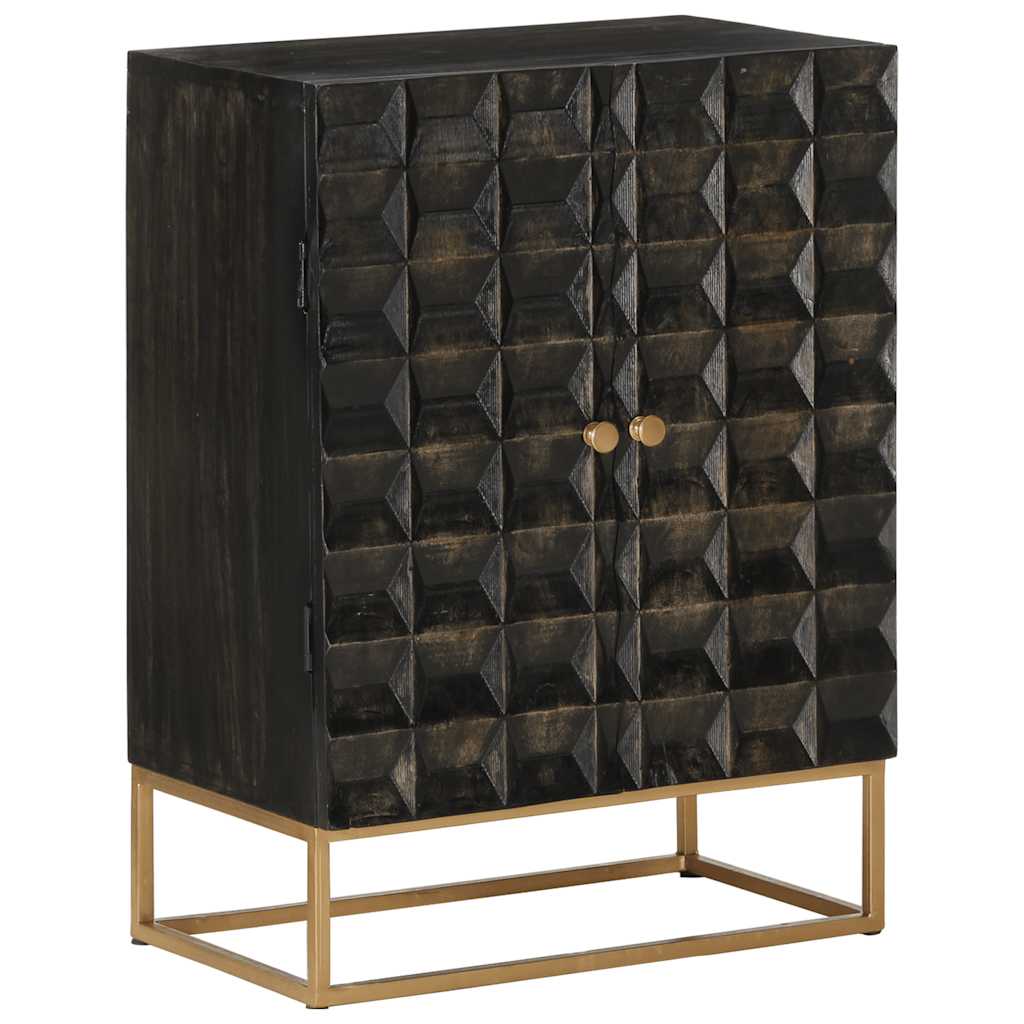 Dressoir 55x34x75 cm massief mangohout en ijzer zwart – afbeelding 10