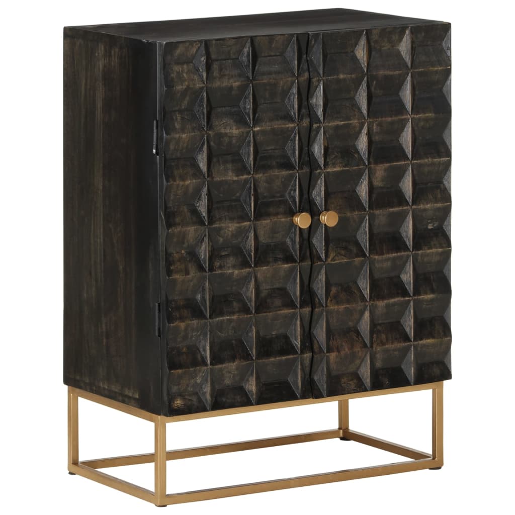 Dressoir 55x34x75 cm massief mangohout en ijzer zwart – afbeelding 11