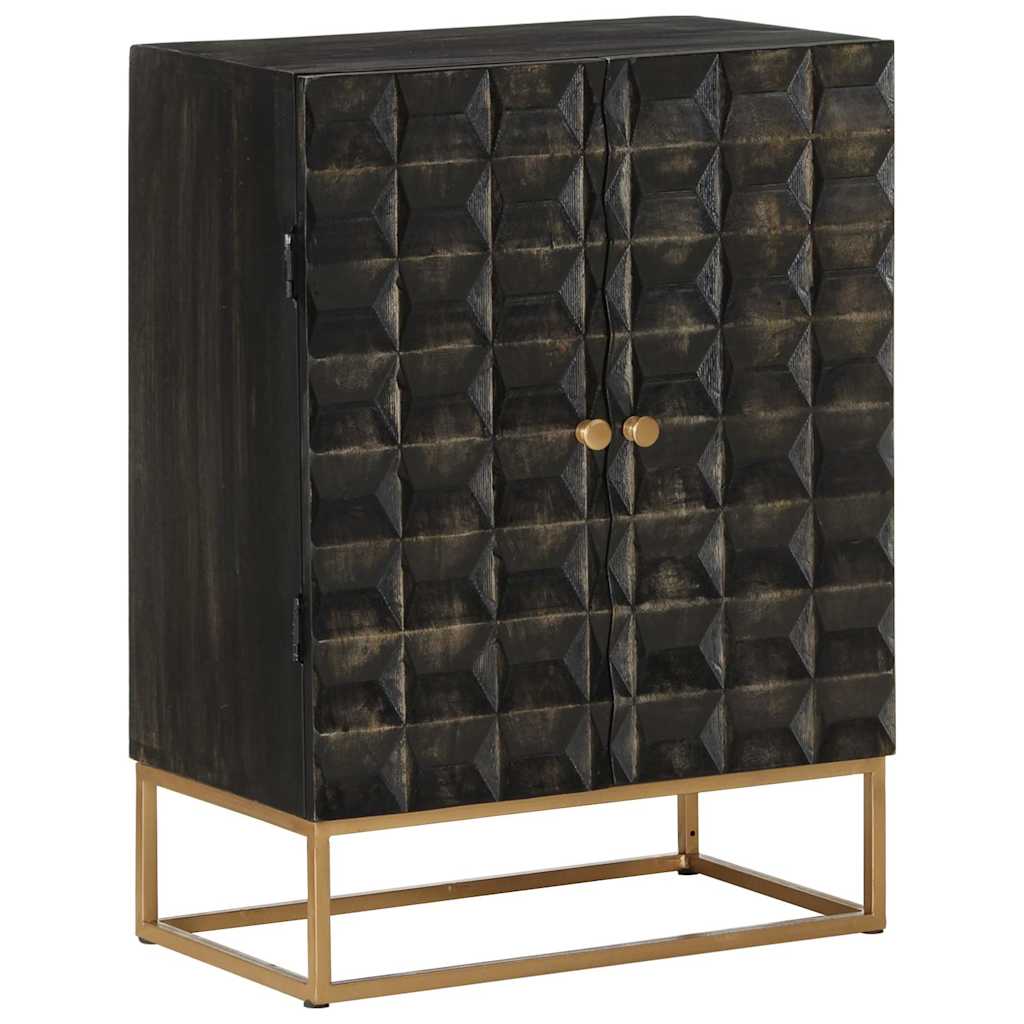 Dressoir 55x34x75 cm massief mangohout en ijzer zwart – afbeelding 12