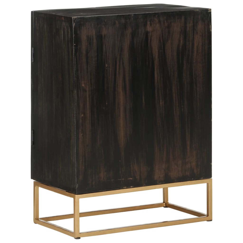 Dressoir 55x34x75 cm massief mangohout en ijzer zwart – afbeelding 3