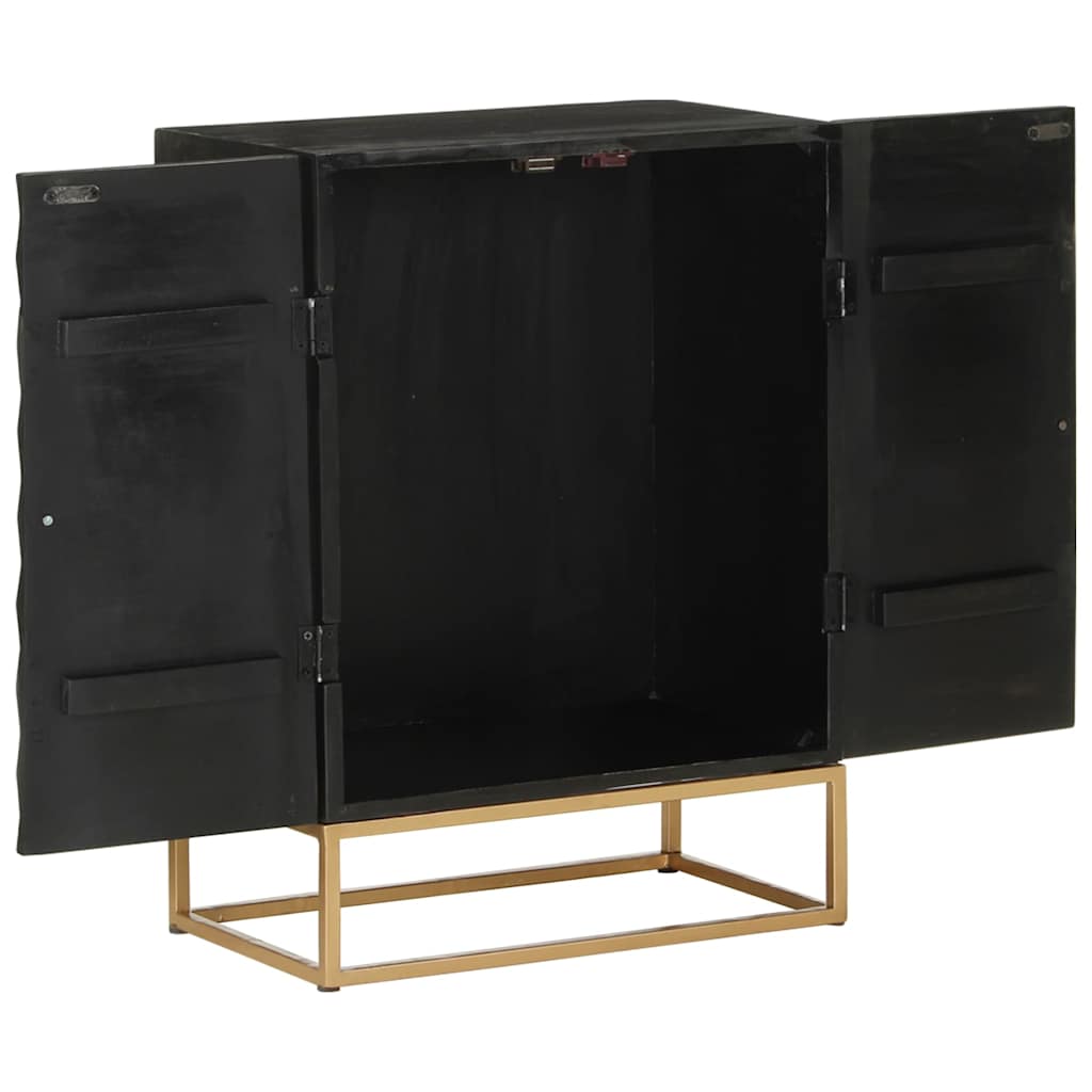 Dressoir 55x34x75 cm massief mangohout en ijzer zwart – afbeelding 4