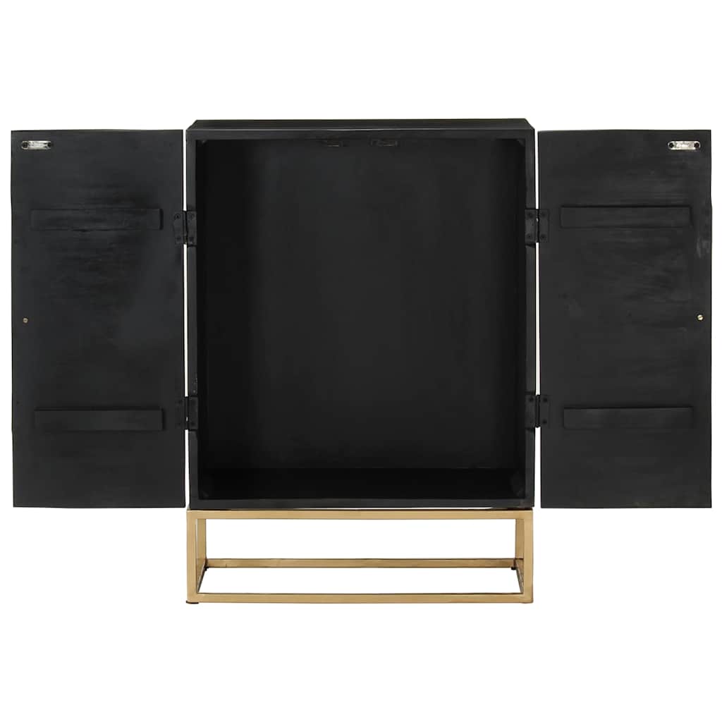 Dressoir 55x34x75 cm massief mangohout en ijzer zwart – afbeelding 5