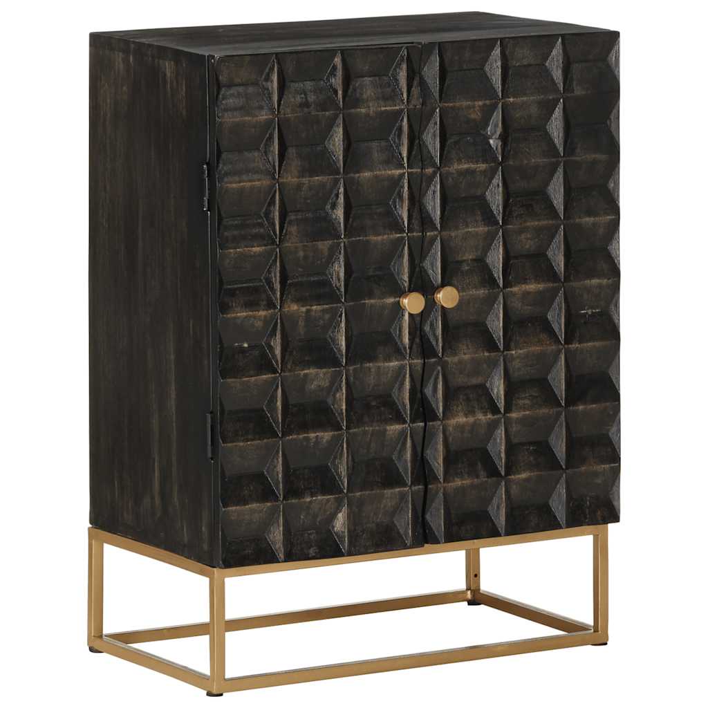 Dressoir 55x34x75 cm massief mangohout en ijzer zwart – afbeelding 9