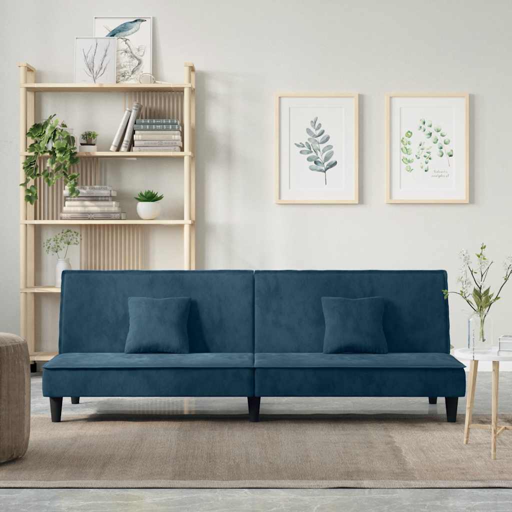 Slaapbank fluweel blauw