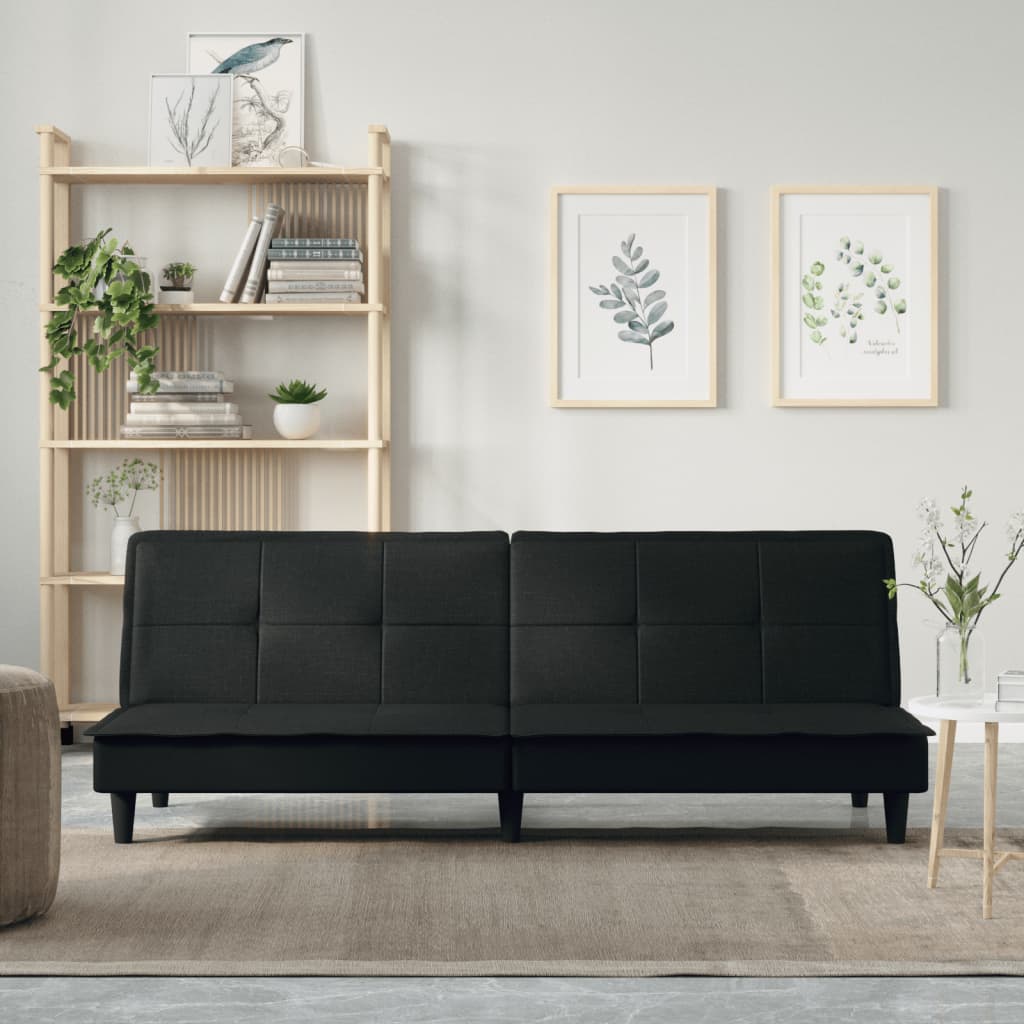 Slaapbank stof zwart – afbeelding 1