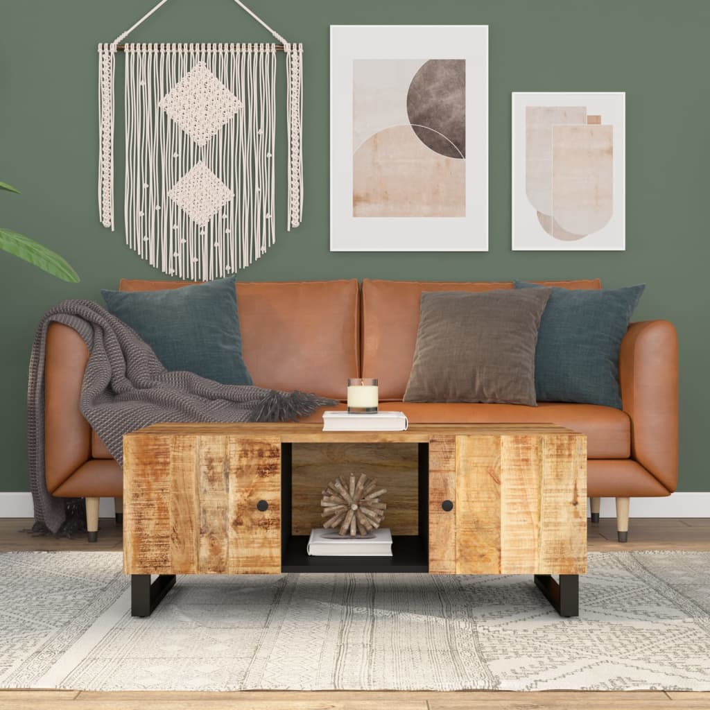 Salontafel 100x54x40 cm massief mangohout en bewerkt hout – afbeelding 1