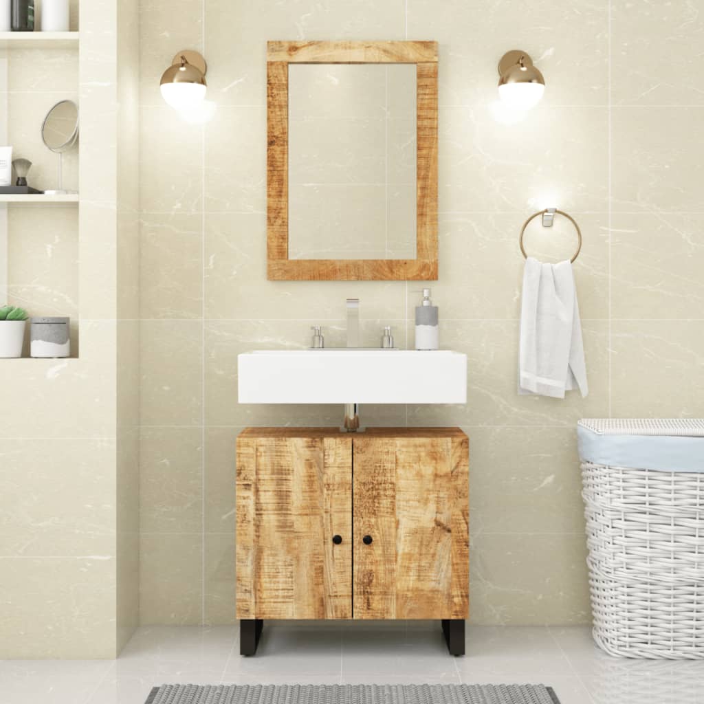 Spiegel 70x50 cm massief mangohout en glas – afbeelding 1