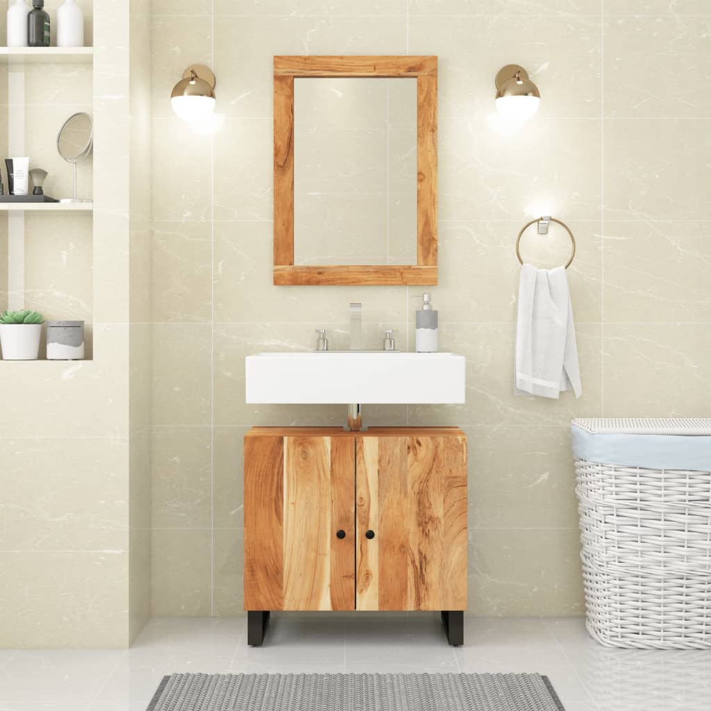 Spiegel 70x50 cm massief acaciahout en glas – afbeelding 1
