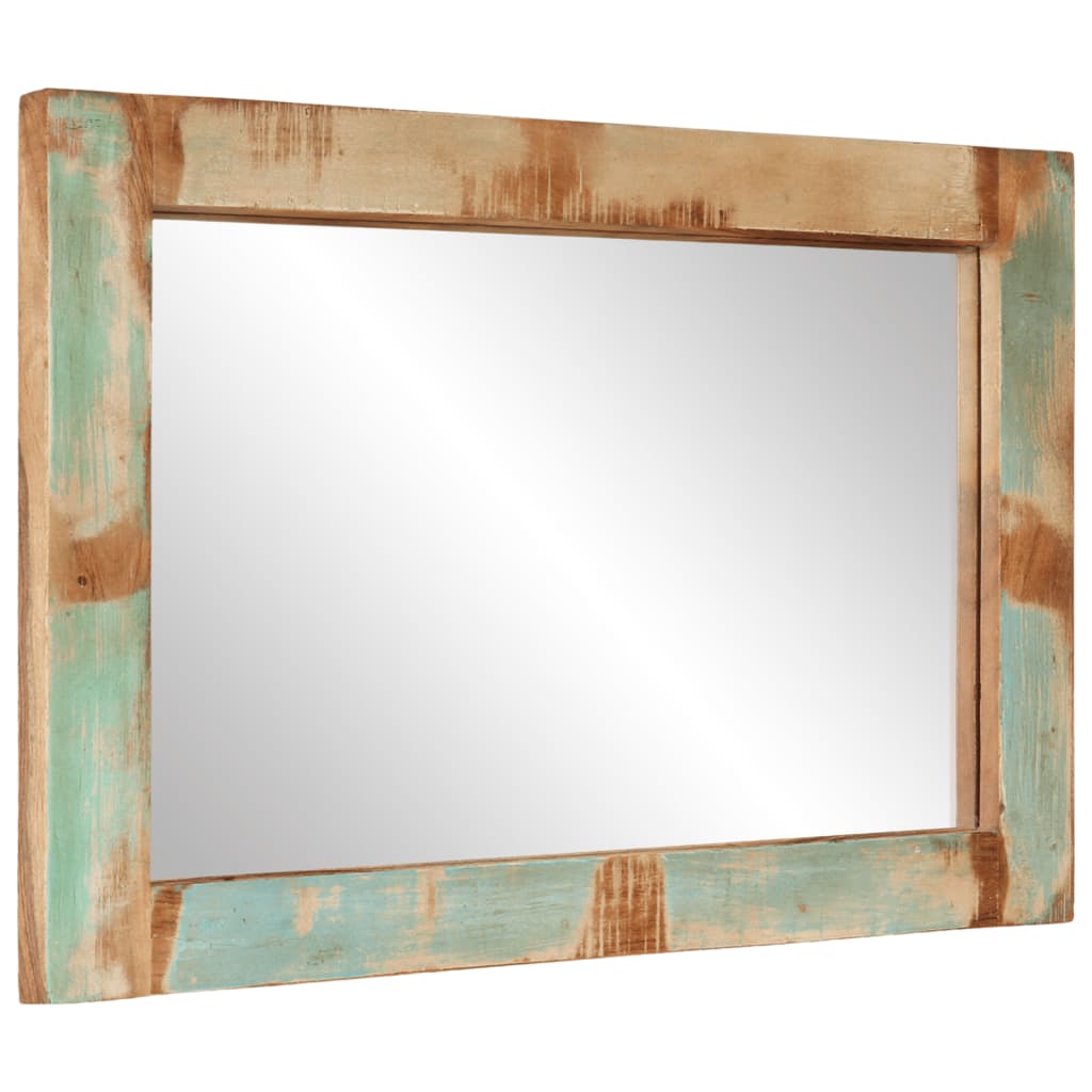 Spiegel 70x50 cm massief gerecycled hout en glas – afbeelding 3