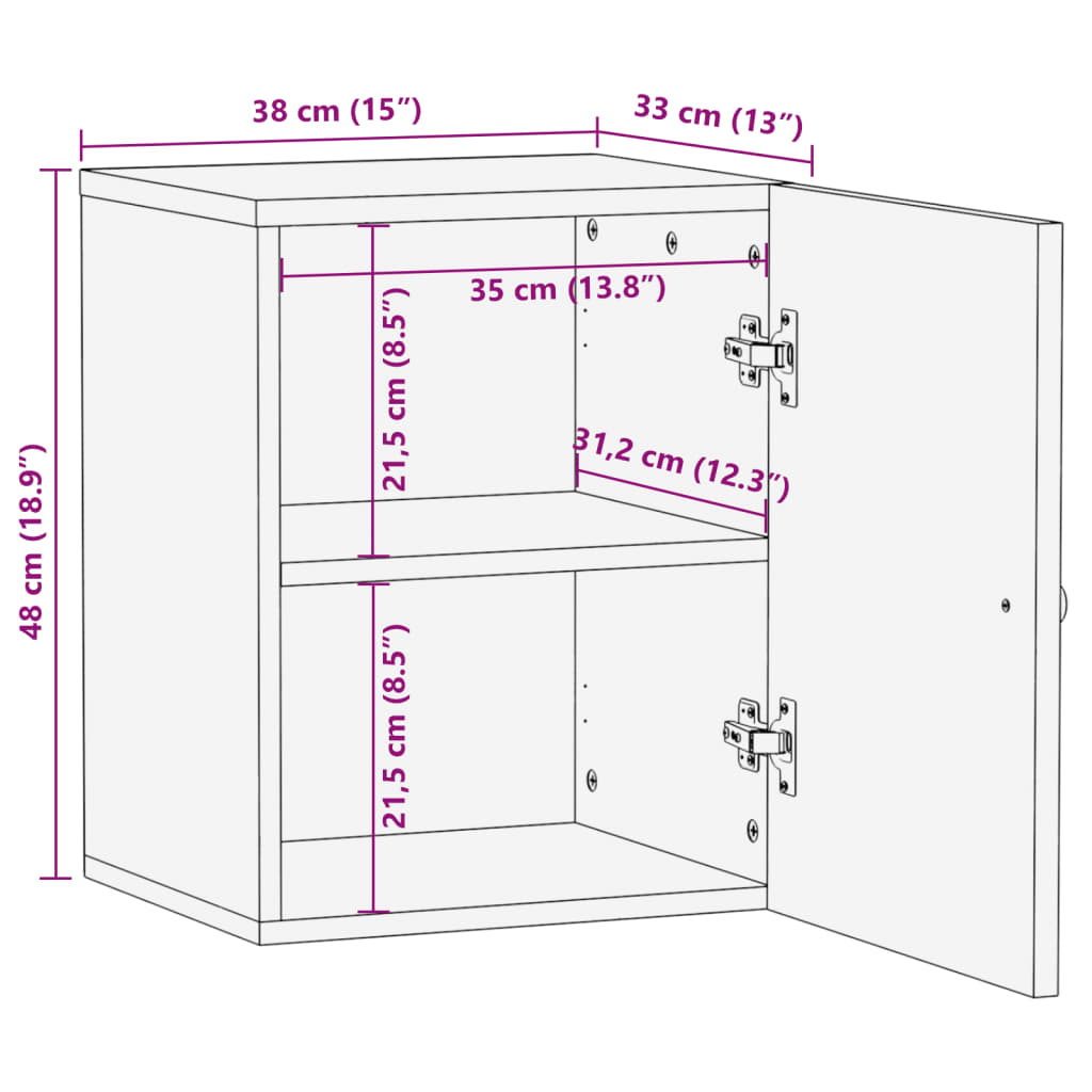 Badkamerwandkast 38x33x48 cm massief recycled hout – afbeelding 9