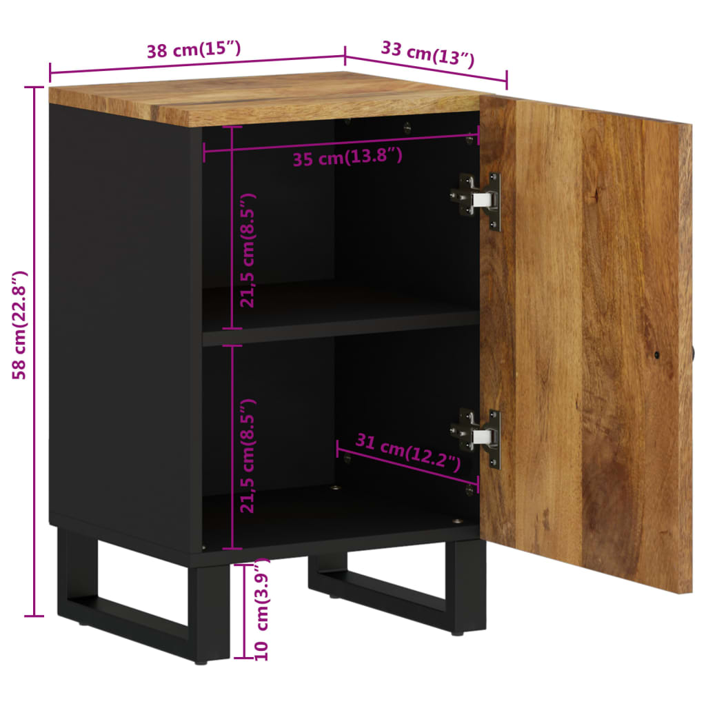 Badkamerkast 38x33x58 cm massief mangohout – afbeelding 11