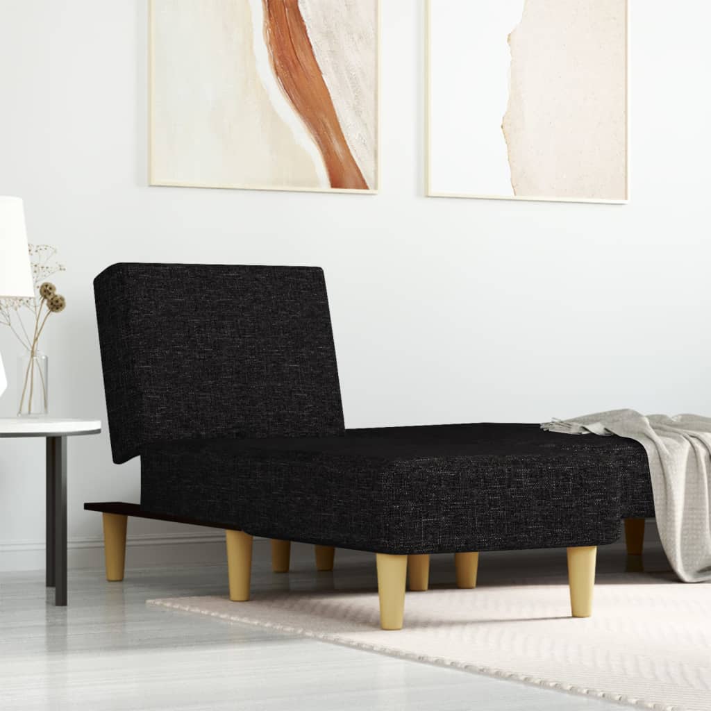 Chaise longue stof zwart – afbeelding 1