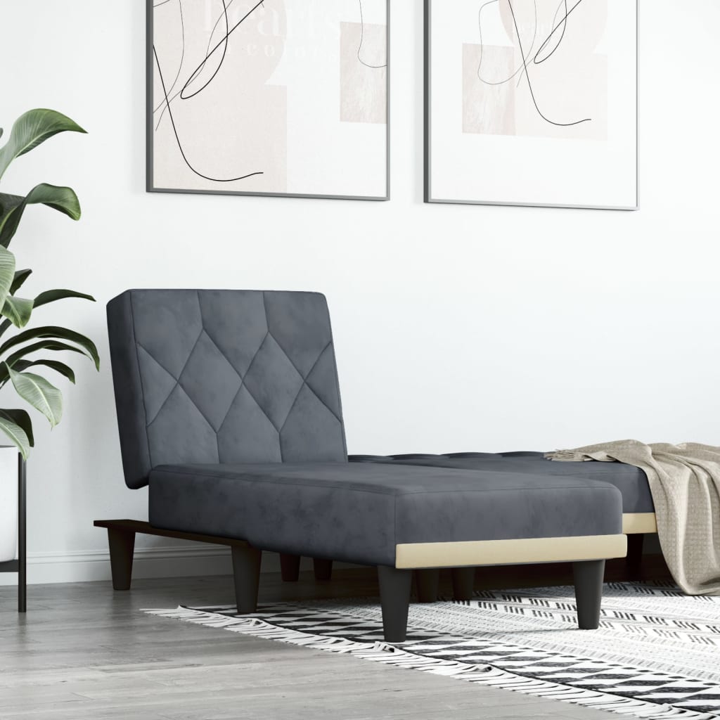 Chaise longue fluweel donkergrijs