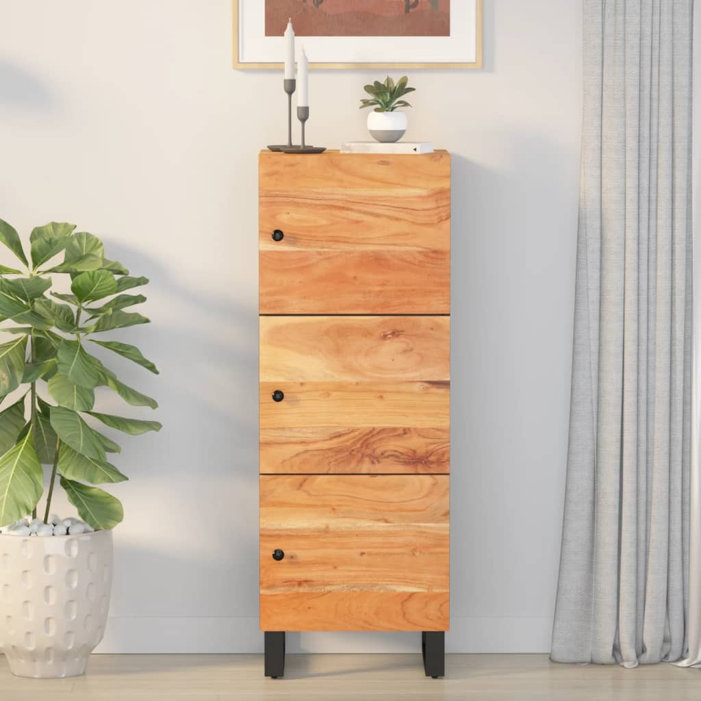 Hoge kast met 3 deuren 40x33x110 cm massief acaciahout en ijzer