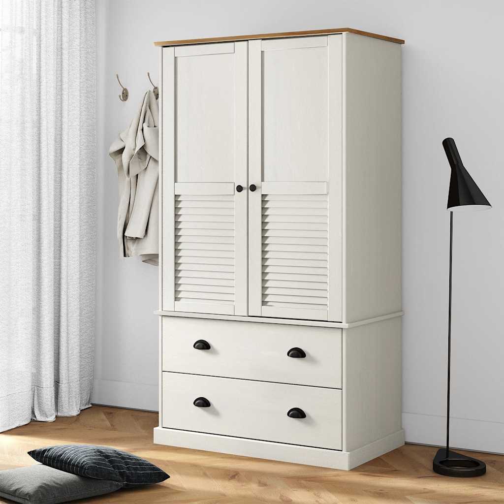 Kledingkast VIGO 90x55x170 cm massief grenenhout wit