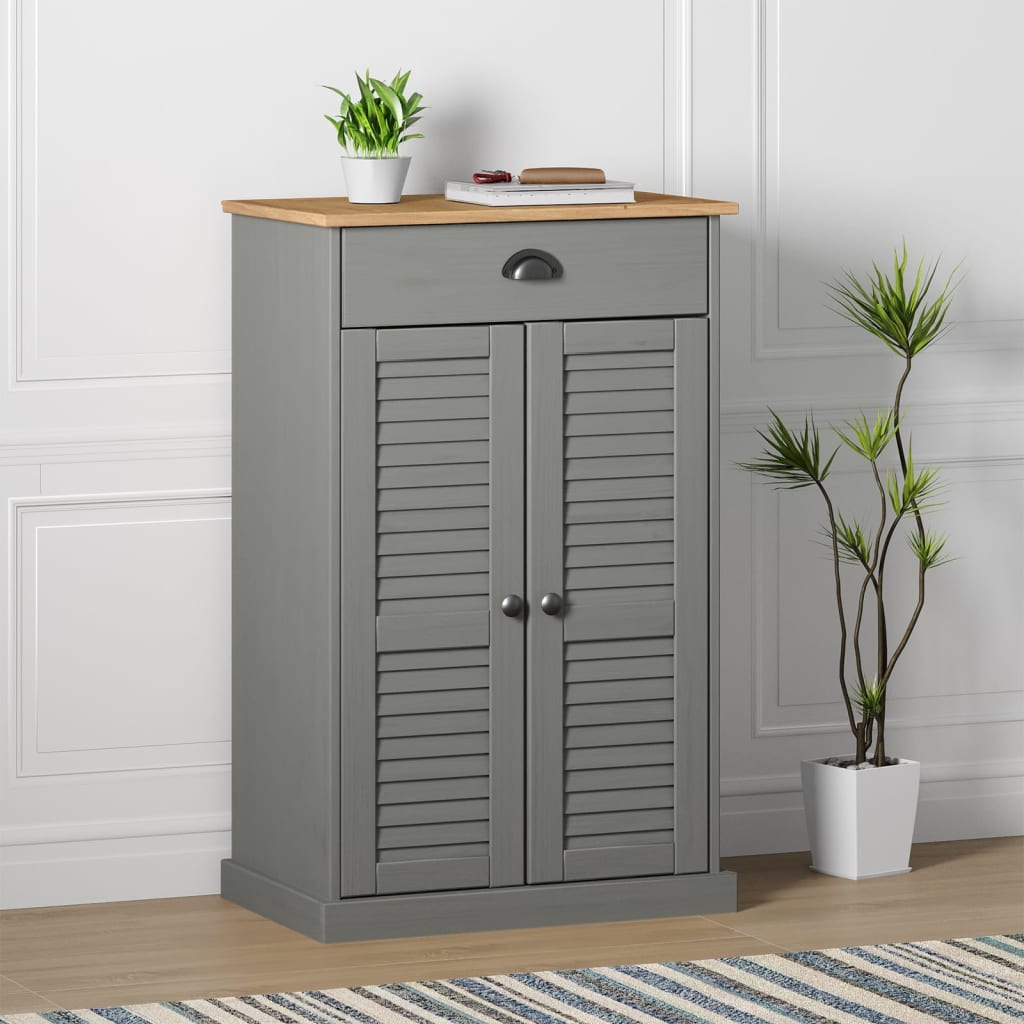 Schoenenkast VIGO 60x35x96 cm massief grenenhout grijs – afbeelding 1