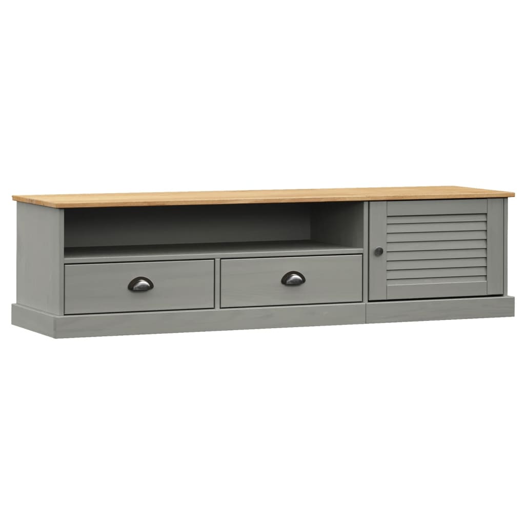 Tv-meubel VIGO 156x40x40 cm massief grenenhout grijs – afbeelding 2