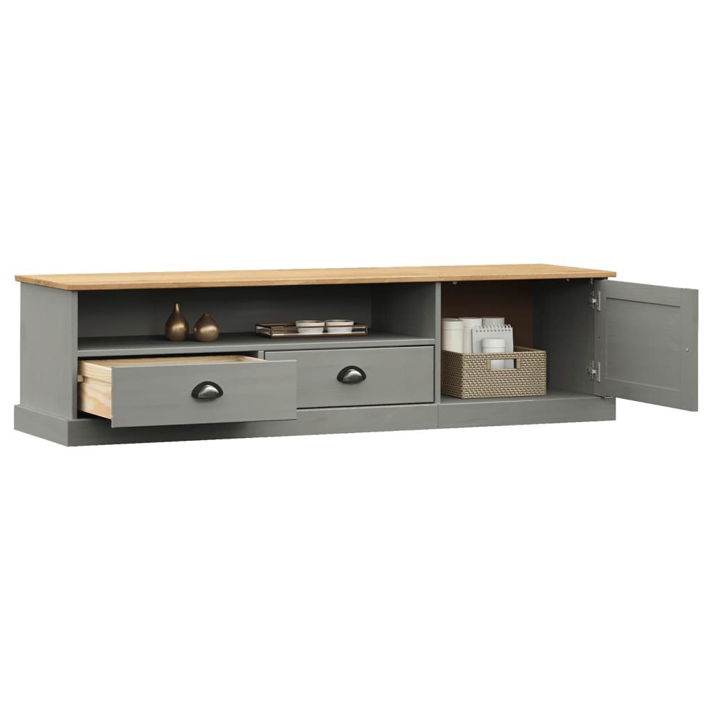 Tv-meubel VIGO 156x40x40 cm massief grenenhout grijs – afbeelding 3