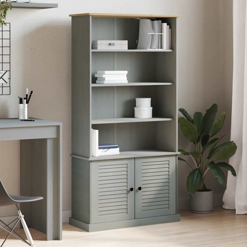 Boekenkast VIGO 85x35x170 cm massief grenenhout grijs