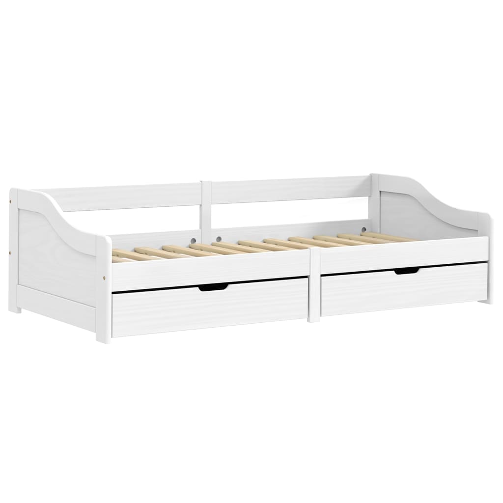 Slaapbank met 2 lades IRUN 90x200 cm massief grenenhout wit – afbeelding 4