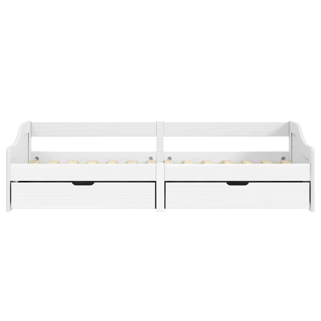 Slaapbank met 2 lades IRUN 90x200 cm massief grenenhout wit – afbeelding 5