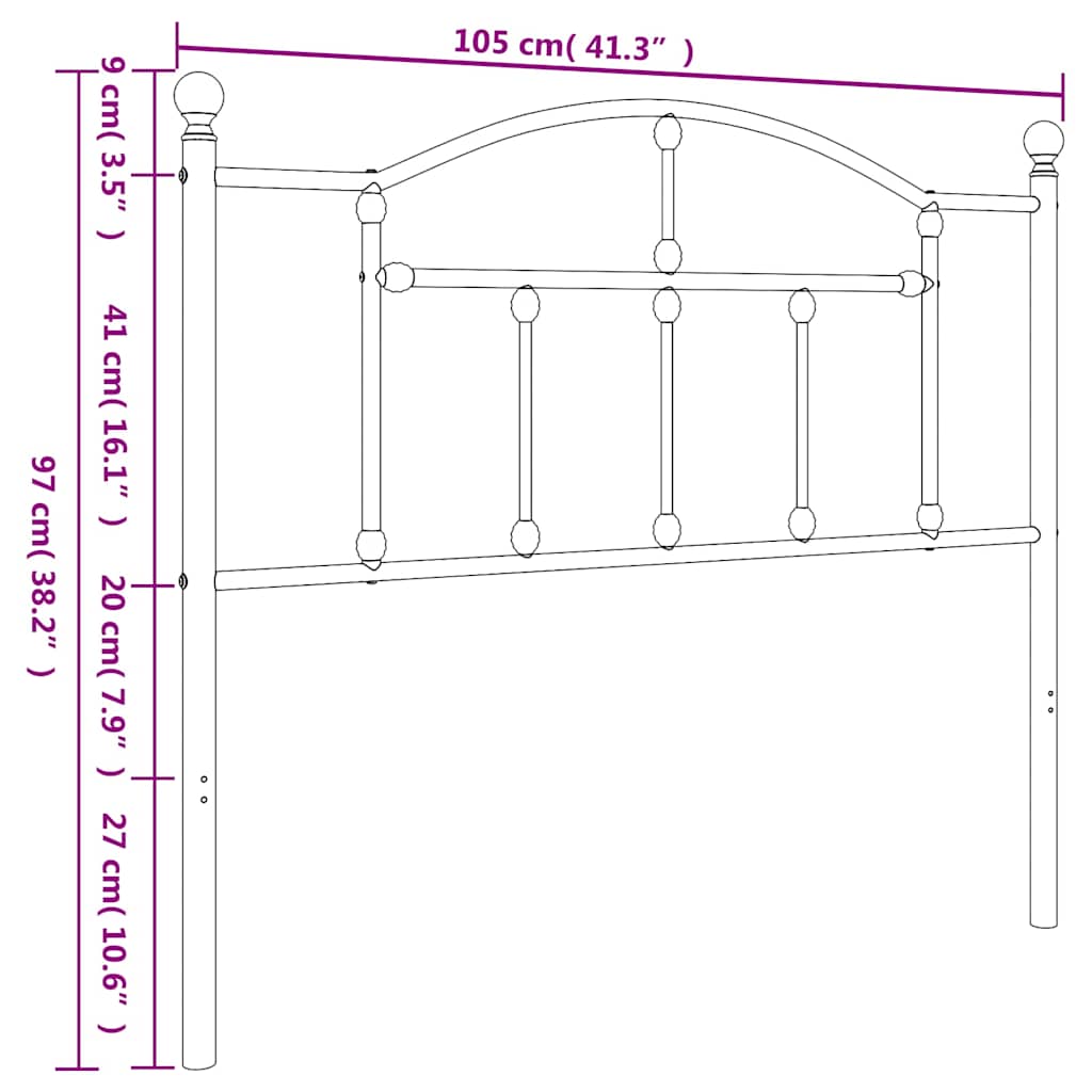 Vervangend hoofdbord 100 cm metaal wit – afbeelding 7