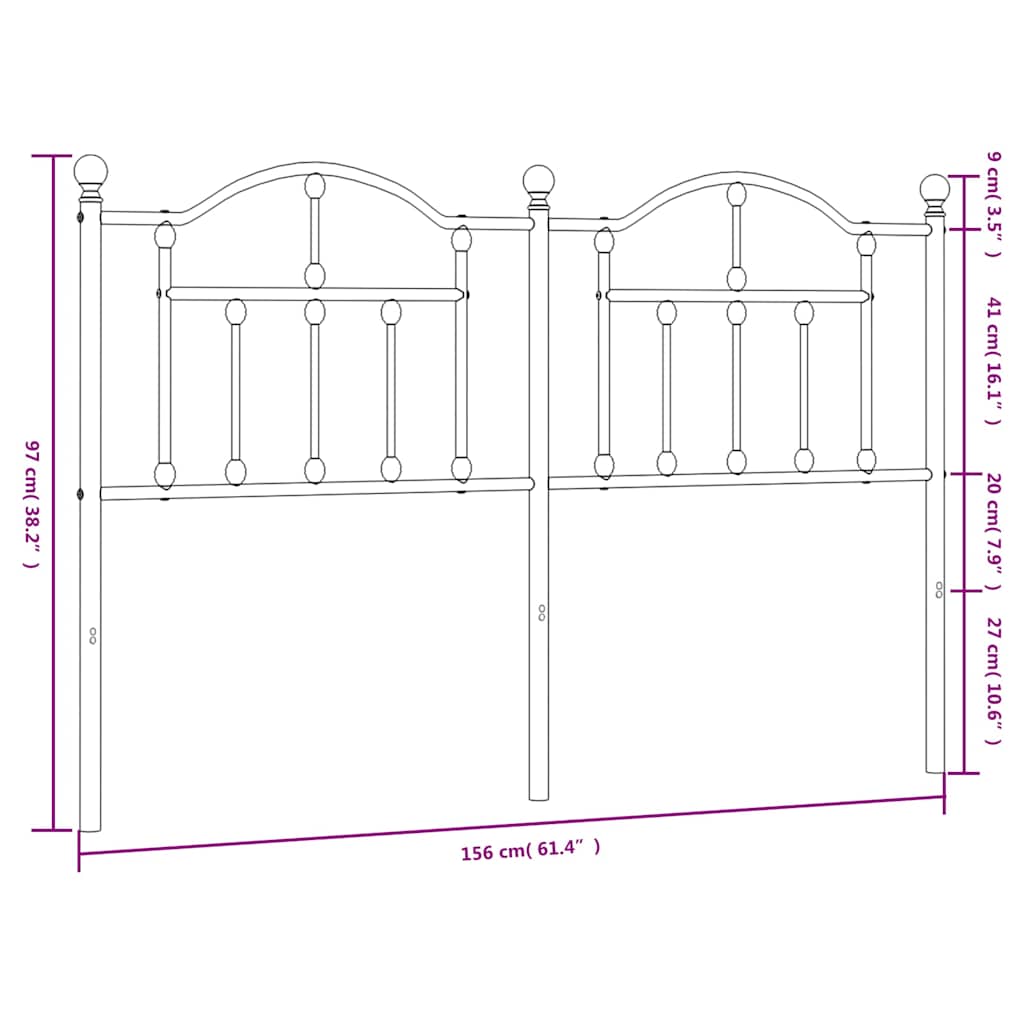 Vervangend hoofdbord 150 cm metaal wit – afbeelding 7