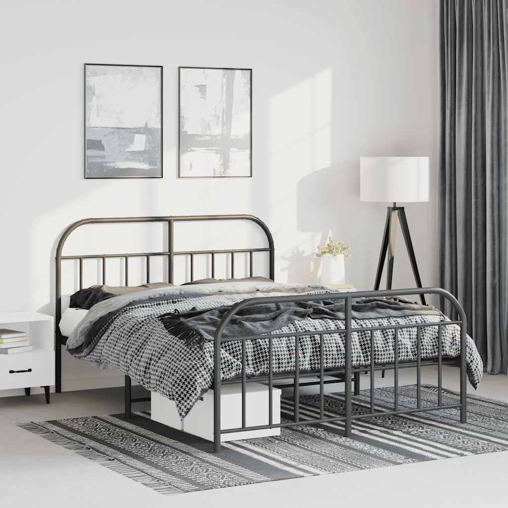 Bedframe met hoofd- en voeteneinde metaal zwart 150x200 cm – afbeelding 1